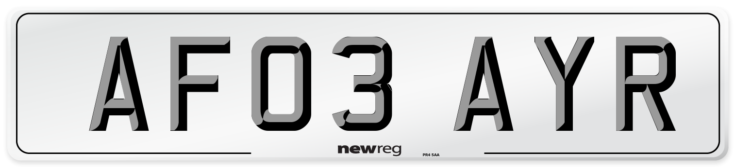 AF03 AYR Number Plate from New Reg